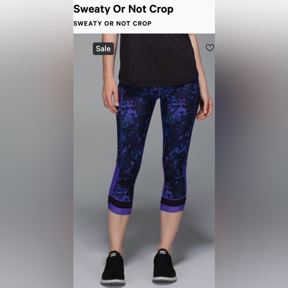 lululemon athletica Pants - Lululemon Sweaty Or Not crops Floral Sport Backdrop Iris Flower size 4